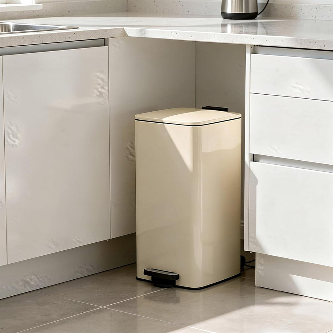 Harbour Housewares 30L Edelstahl Treteimer Beige Soft Close Mülleimer | 30L Edelstahl Treteimer Beig