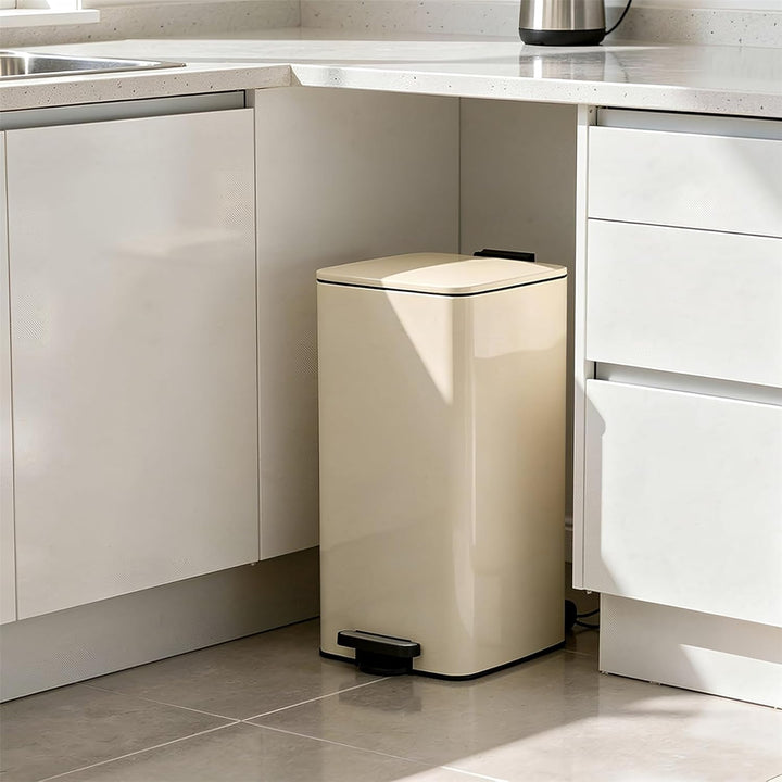Harbour Housewares 30L Edelstahl Treteimer Beige Soft Close Mülleimer | 30L Edelstahl Treteimer Beig