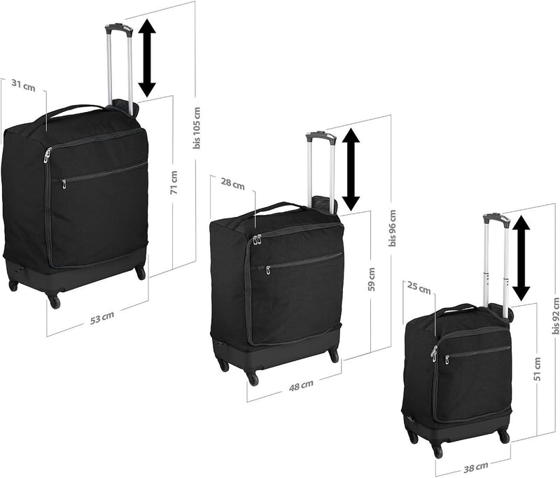 Xcase Falt-Reisetaschen: 3 ultraleichte 4 Rollen Reise-Trolleys, 46, 57 und 78 Liter (Rollenreisetas