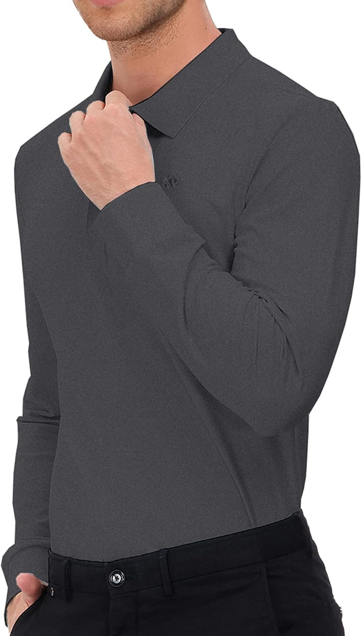MoFiz Herren Poloshirt Langarm Baumwolle Polohemd Freizeit Polo Golf Wintershirts mit Kragen, Dunkel