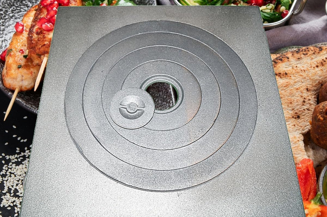 Sellon24® Ofenplatte Feuer Herdring Gusseisen Gussringe Gusseisenringe Cast Iron 52x52cm