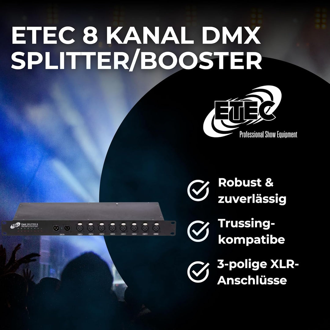 ETEC 8 Kanal DMX Splitter/Booster 19"