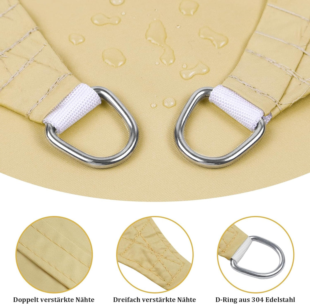 Shade&Beyond Sonnensegel Wasserdicht Rechteckig 3x3x3 m Wetterschutz Sonnenschutz Sunsegel PES-Polye