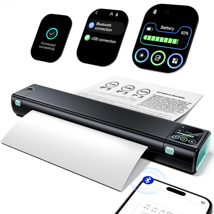 Phomemo M08D Touchscreen Mobiler Drucker, Bluetooth Thermodrucker A4, Rechnungen, Reisedrucker, Mini