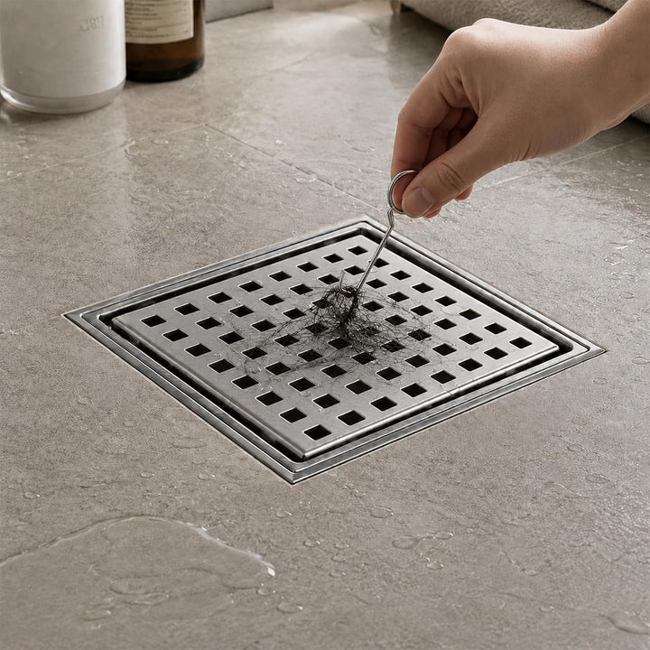 15x15CM Bodenablauf Duschrinne Quadratisch mit Geruchsstop | 2 in1 Befliesbar Ablaufrinne Duschablau