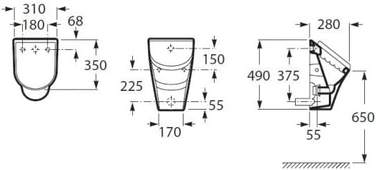 Urinal Roca Nexo m. Zulauf von hinten, inkl. Deckel mit Absenkautomatik, weiss, Large