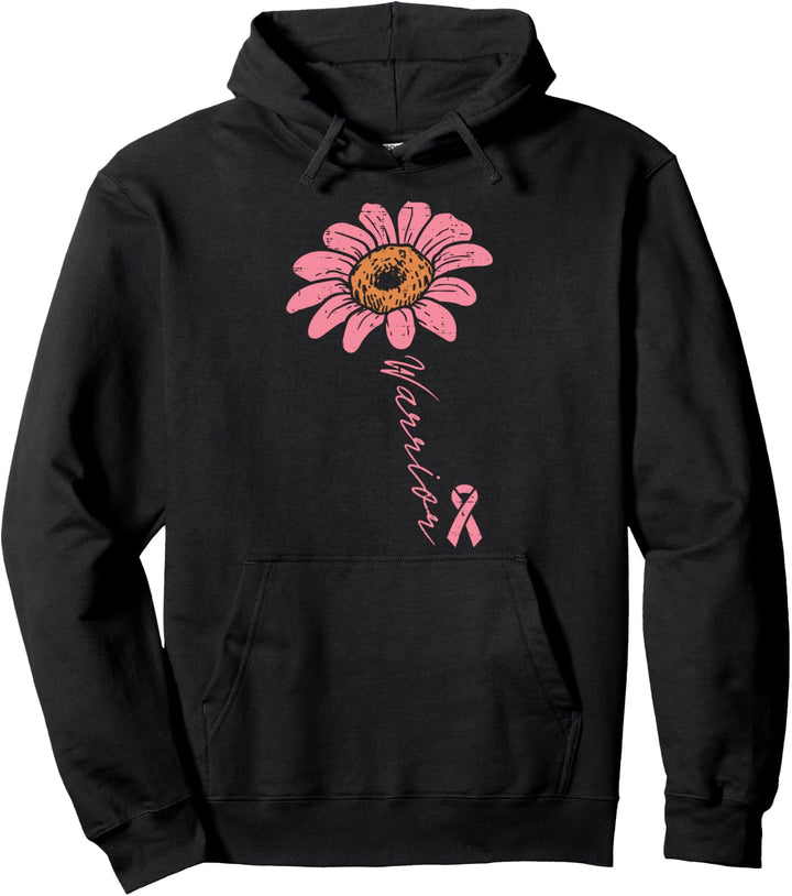 Sunflower Warrior Pink Ribbon Breast Cancer Awareness Women Pullover Hoodie