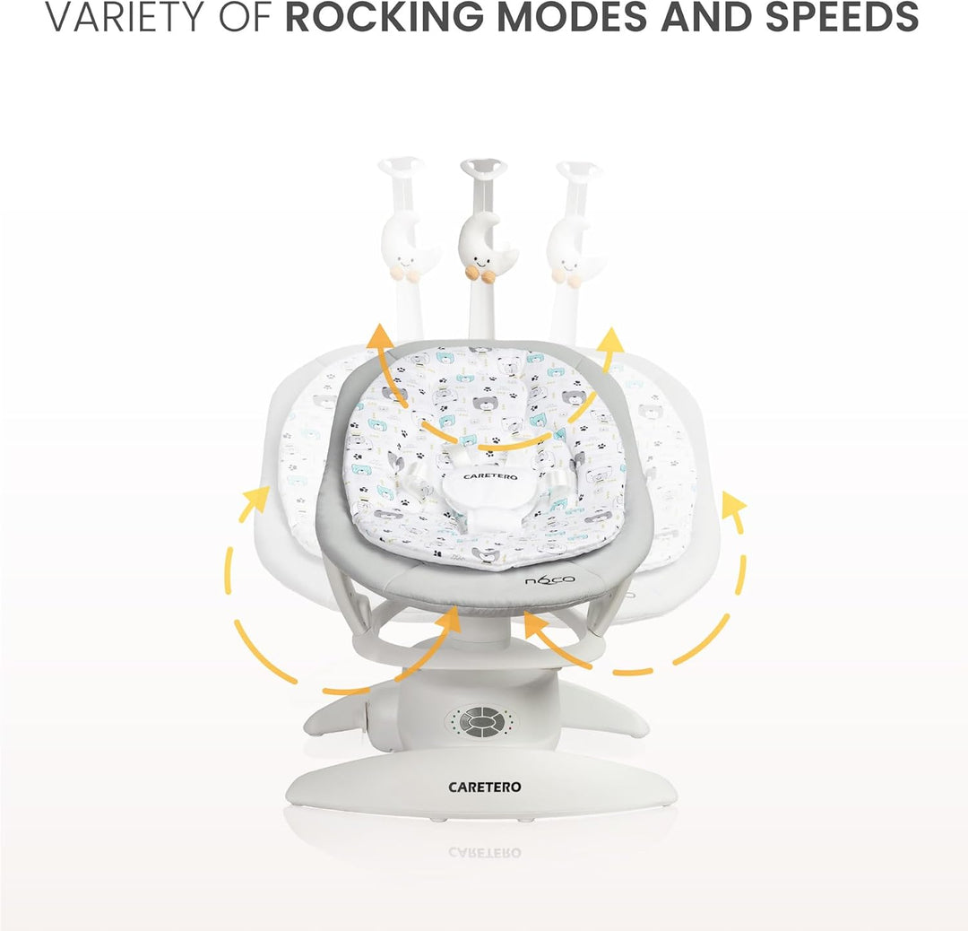 CARETERO - NOCO Baby Rocker - für Babys 0-12 Monate - mit Musik, 360° Drehsitz, verstellbarer Rücken