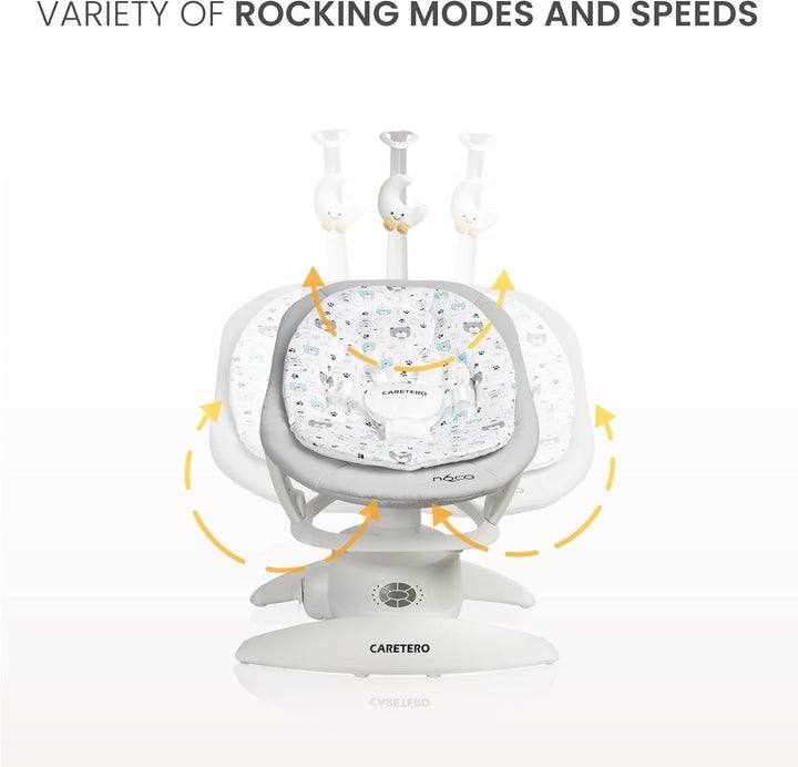 CARETERO - NOCO Baby Rocker - für Babys 0-12 Monate - mit Musik, 360° Drehsitz, verstellbarer Rücken