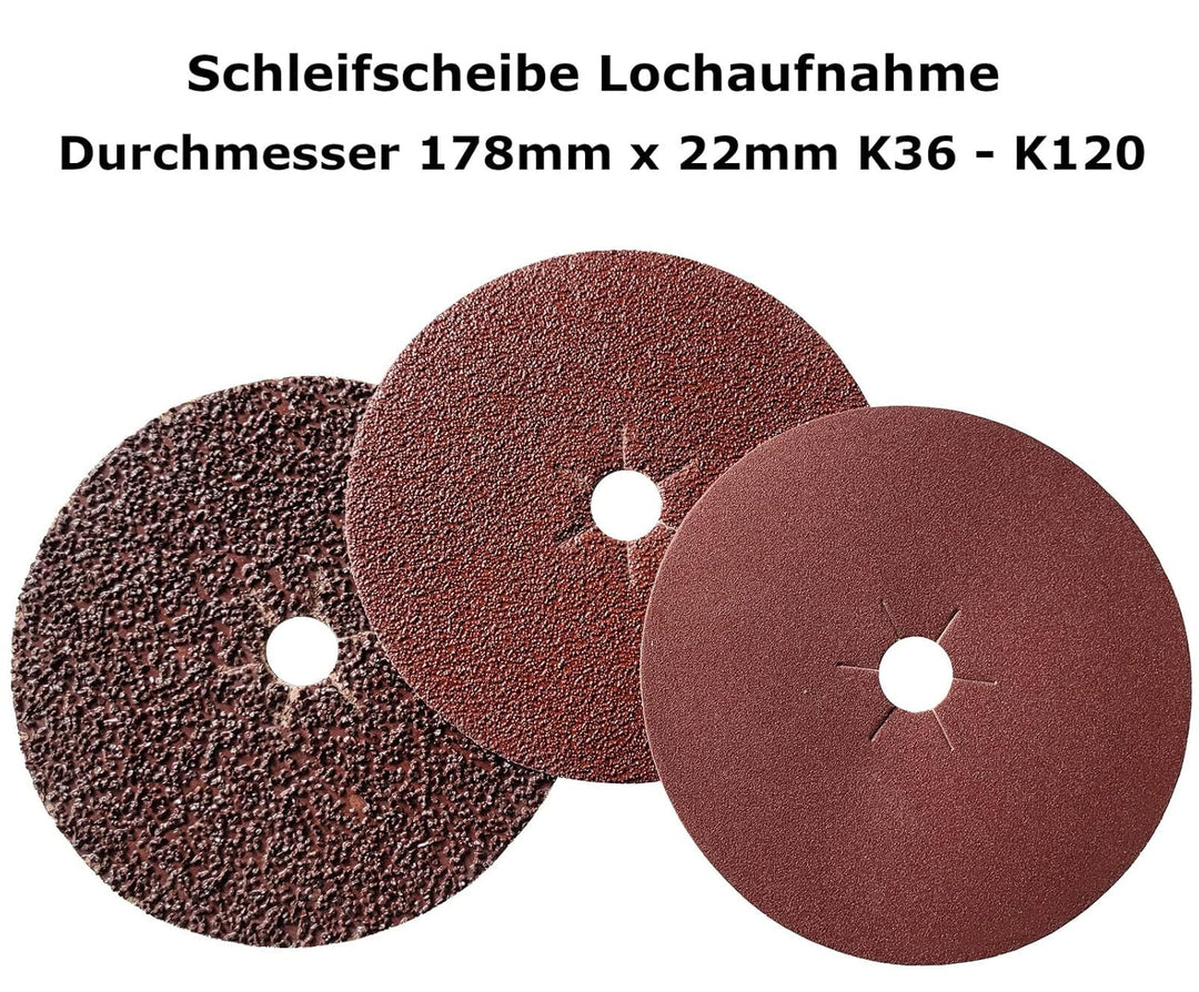 Provance 25-200 Stück Schleifscheibe Schleifpapier P40 Körnung rund 178mm x 22mm Lochaufnahme für Me