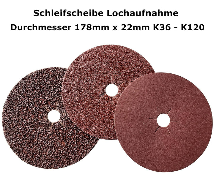 Provance 25-200 Stück Schleifscheibe Schleifpapier P40 Körnung rund 178mm x 22mm Lochaufnahme für Me