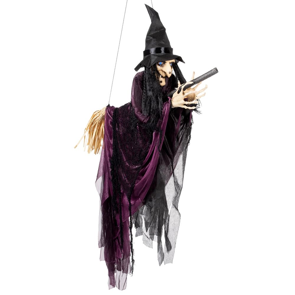 Boland 73091 - Fliegende Hexe, 65 cm, Hängedeko für Halloween, Party Deko, Horror Deko für Karneval