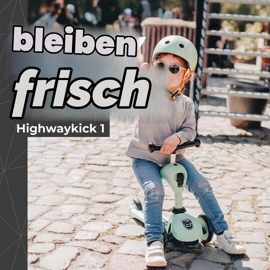 Scoot &amp; Ride Unisex – Babys Highwaykick 1 Kickboard mit Sitz Grün 57.5 x 17.5 x 26.5 cm Single, Grün