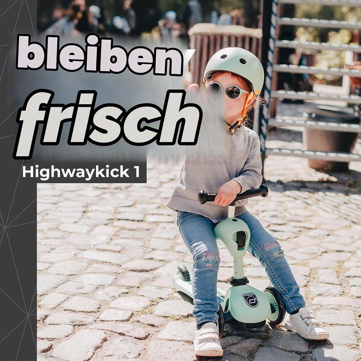 Scoot &amp; Ride Unisex – Babys Highwaykick 1 Kickboard mit Sitz Grün 57.5 x 17.5 x 26.5 cm Single, Grün