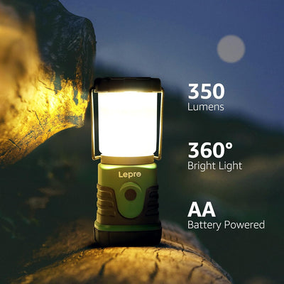 Lepro LED Campinglampe, Mini Camping Laterne, 350LM, 4 Lichtmodi, 3 AA Batterie batteriebetriebene S