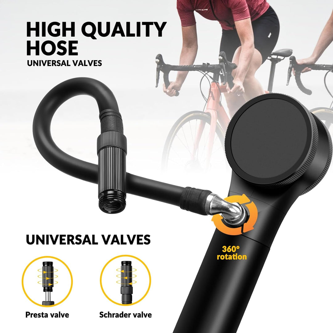 ROCKBROS Fahrradpumpe Luftpumpe Mini Pumpe Fahrrad Max. 320PSI Hochdruck Presta&Schrader Luftdruck E