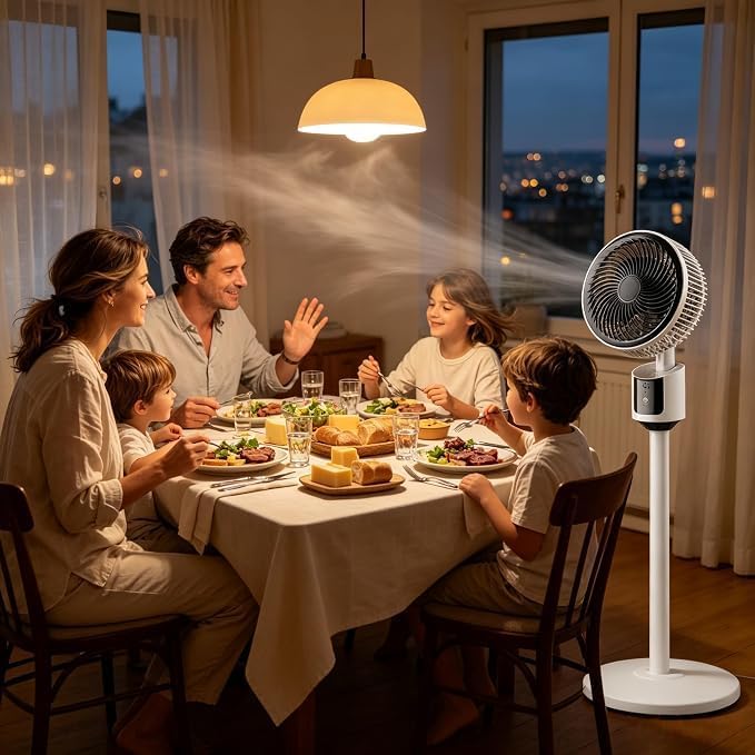 Standventilator für Schlafzimmer Upgraded Raumluftzirkulator Leise | Für den Innenbereich Schwarz, S