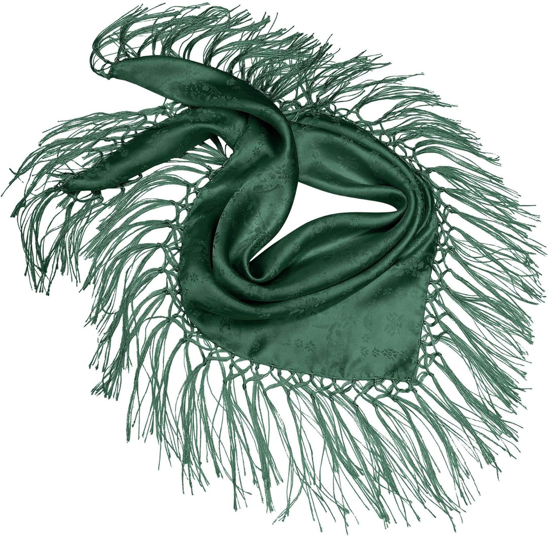 Seidentuch Dirndl-Trachtentuch Tuch grün 75 x 75cm Dirndltuch Seide Fransentuch für Tracht Trachtens