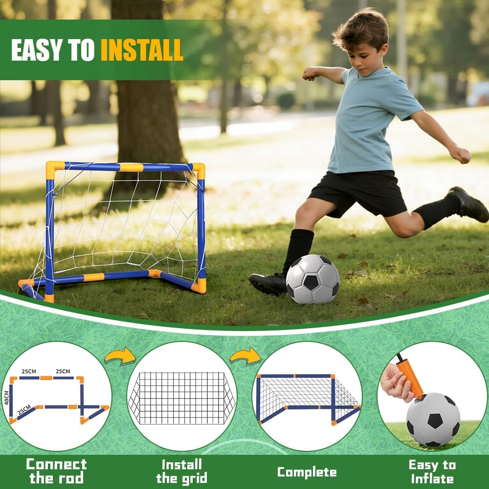 Fussball Tor Set für Kinder und Jugend, tragbare Fussball Tor Trainingsgeräte, Mini Netz mit Fussbal