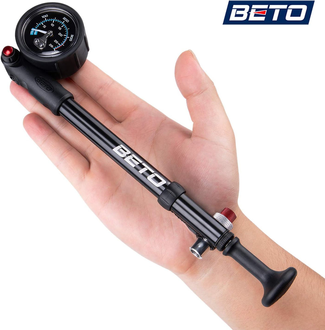 Beto Hochdruck-Stosspumpe – (400 PSI max) MTB Bike Shock Pump für Gabel & Hinterradaufhängung mit No