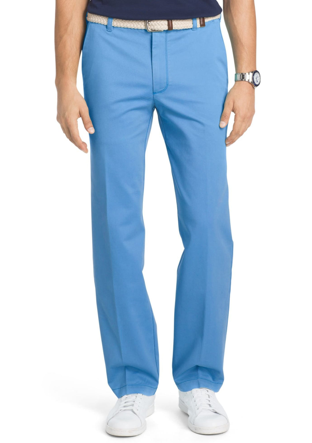 Izod Herren Performance Stretch Straight Fit Flat Front Chino Pant (Auslauf) 45fm080, 30W / 32L Blue