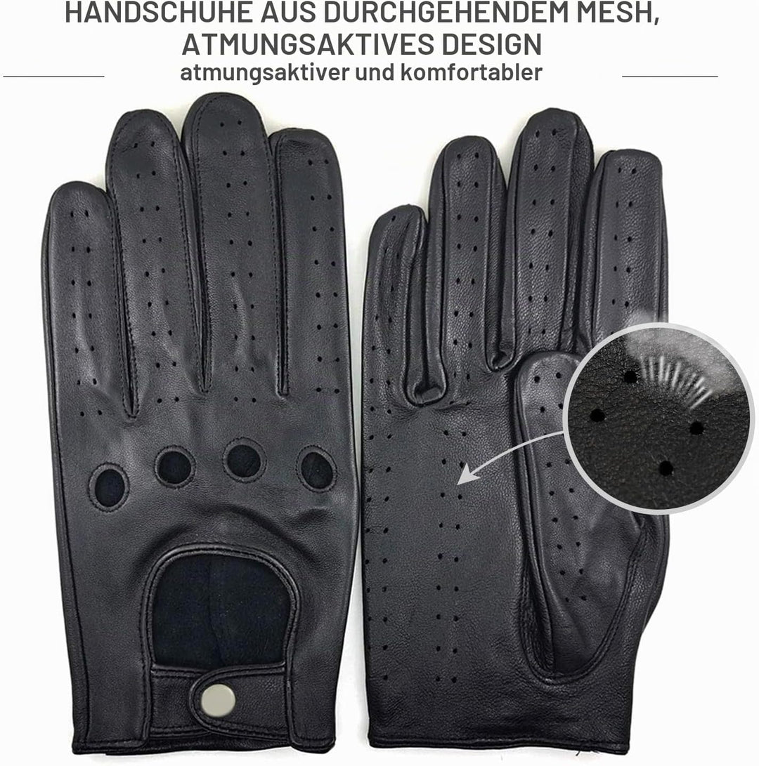ZLUXURQ Herren Luxus 100% Schaffell Fahrhandschuhe-Weiches hochwertiges Leder Medium(21.6-22.9cm) Sc