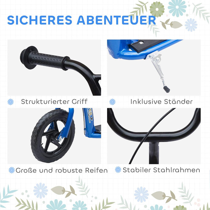 HOMCOM Kinderroller Scooter Tretroller mit verstellbarem Lenker, grossen Rädern und Hinterbremse Kic