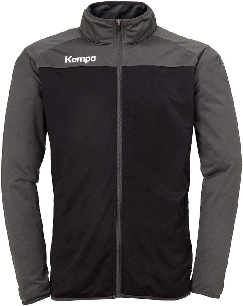 Kempa Kinder Prime Poly Jacke Sportjacke, Schwarz/Antrazith, 140