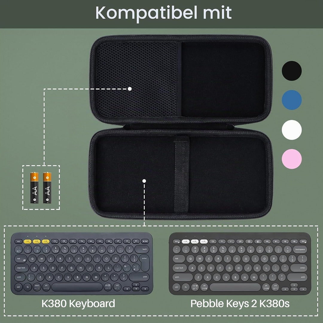 Hart Reise Schutz Hülle Etui Tasche für Logitech Pebble Keys 2 K380s K380 Multi-Device Tastatur (Ros