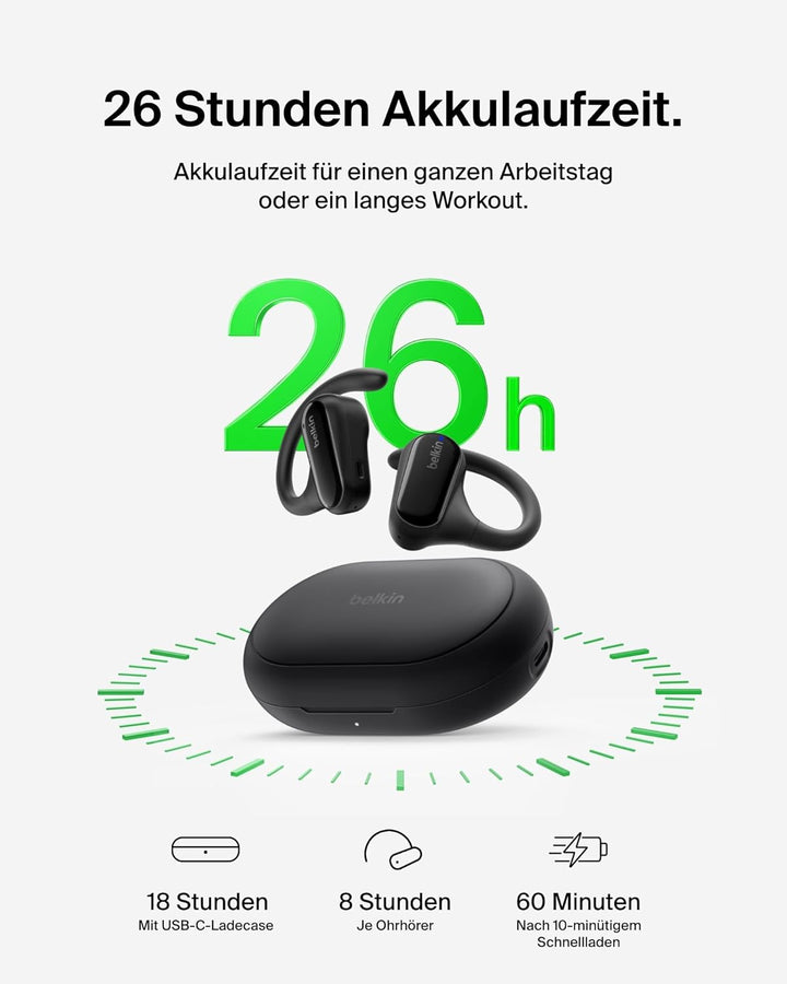 Belkin SoundForm ClearFit kabelloser Open-Ear Kopfhörer, Leichter, bequemer Sportkopfhörer, Kopfhöre