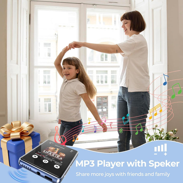 MP3 Player Bluetooth 5.3 mit 2.8 Zoll Voller Touchscreen Lautsprecher, 32GB (Unterstützt bis zu 128