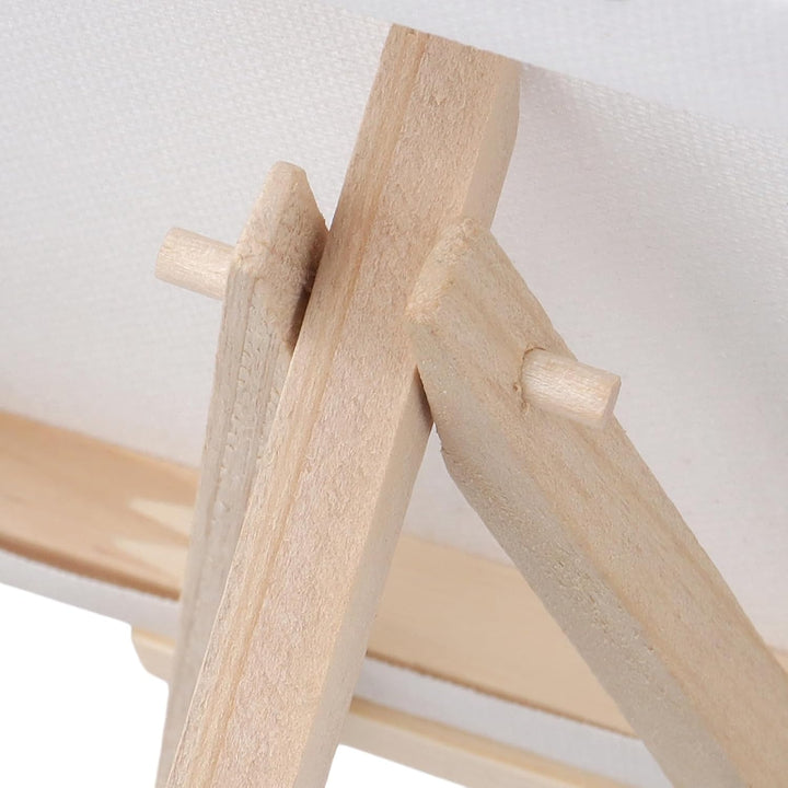 24 Stück Mini Leinwand Set, 15x15cm Kleine Leinwand mit Staffelei Holz 8x15cm, 12 Pinsel und 5 Misch