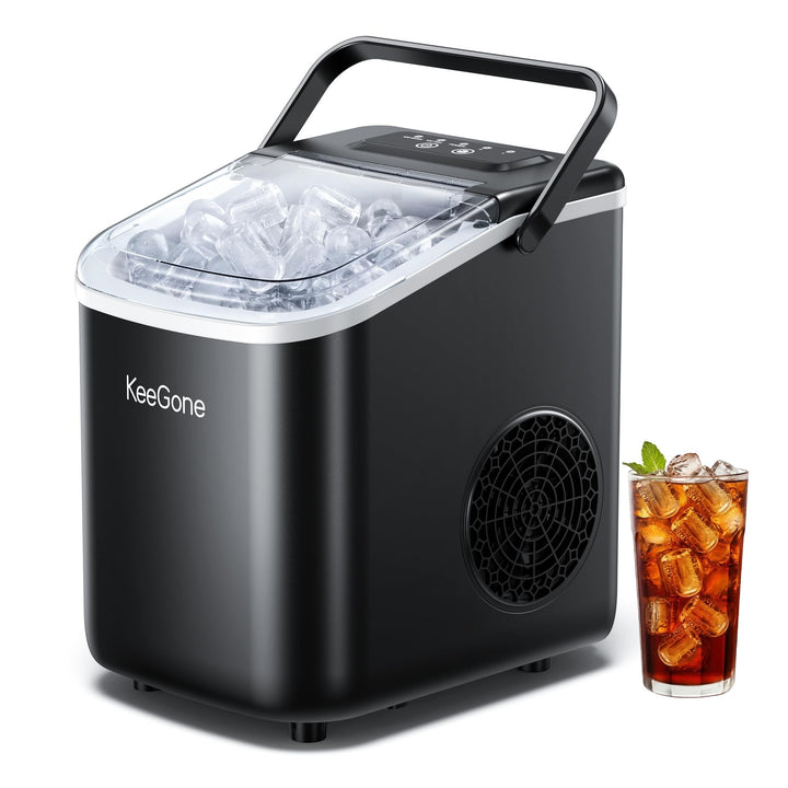 Eiswürfelmaschine Klein mit 1,2 Liter Wassertank 9 Würfel in 6 Minuten fertig Schwarz Ice Maker mit
