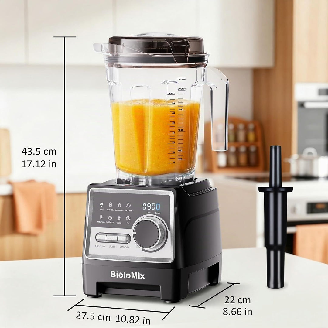 BioloMix 1500W Hochleistungsmixer Smoothie Maker und 2,6 l grossvolumiger BPA Freier Behälter Mit 6