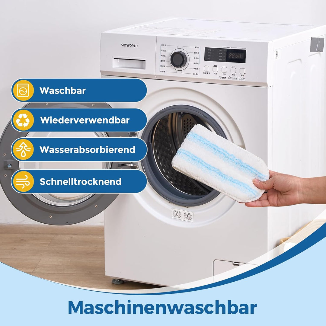 6 Stück für Vileda H2PrO Bodenwischer Ersatzbezug, Mikrofaser Wischmopp Bezug für alle Hartböden, Ma