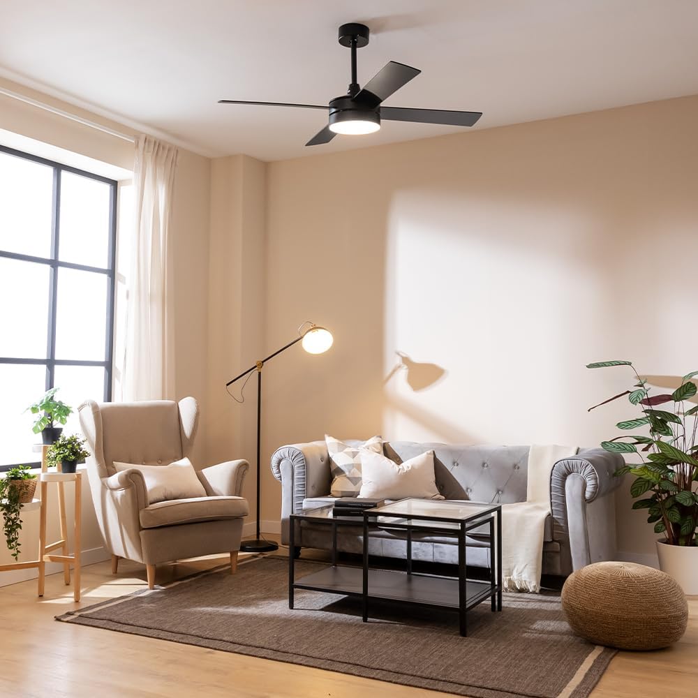 Cecotec Deckenventilator EnergySilence Aero 5200 Black Line, 132 cm | LED-Licht, 3 Lichtfarben, Fern