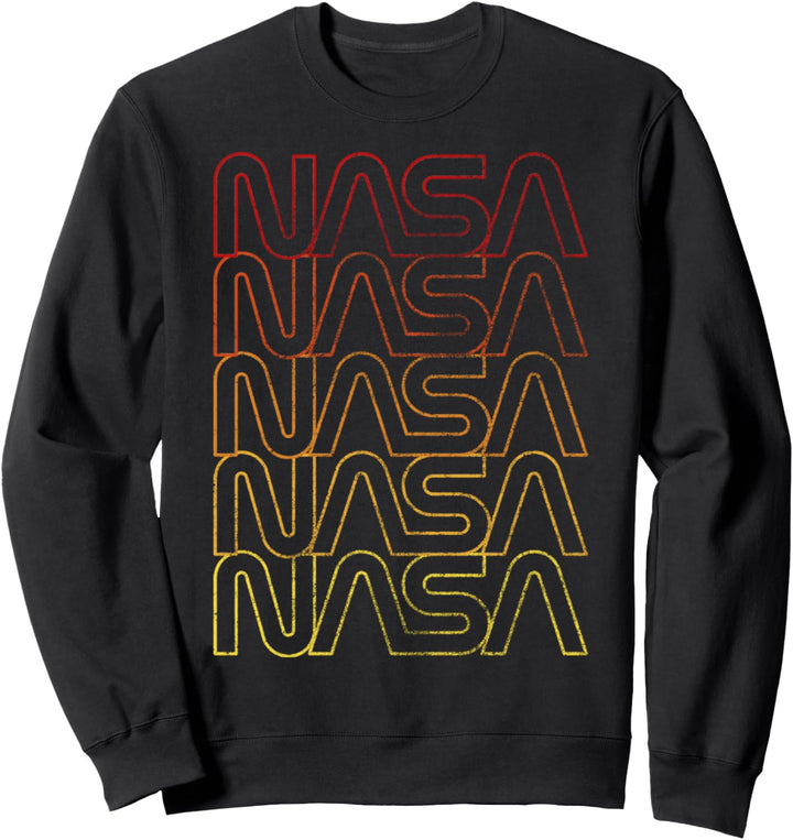 NASA Logo Gradient Fade Red Yellow Text Sweatshirt