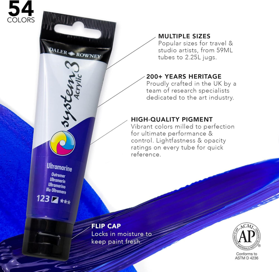Daler Rowney System 3 Acryl Prozessset 6x59ml sortiert