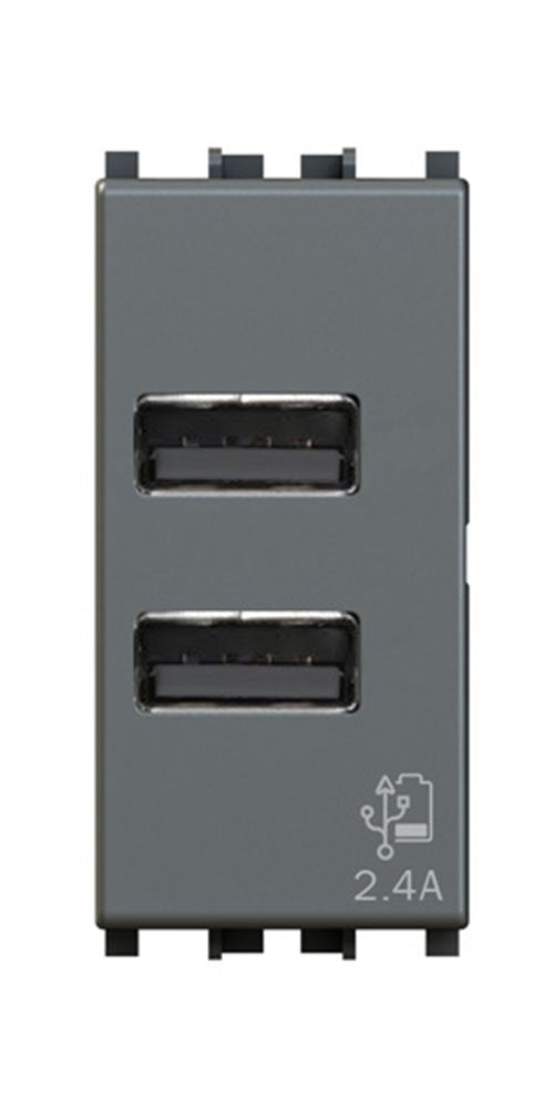 4Box USB-Buchse 2.4 Ampere, kompatibel mit Vimar Arkè Grau