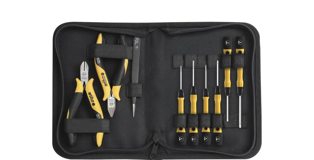 Wiha Werkzeug Set ESD 10-tlg. inkl. Tasche I sicheres Arbeiten an empfindlichen elektronischen Baute