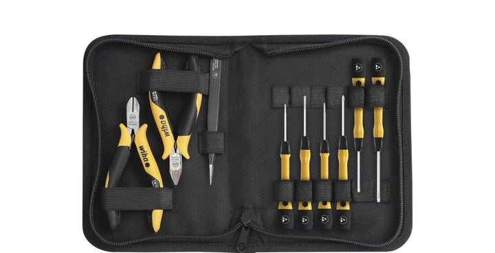 Wiha Werkzeug Set ESD 10-tlg. inkl. Tasche I sicheres Arbeiten an empfindlichen elektronischen Baute