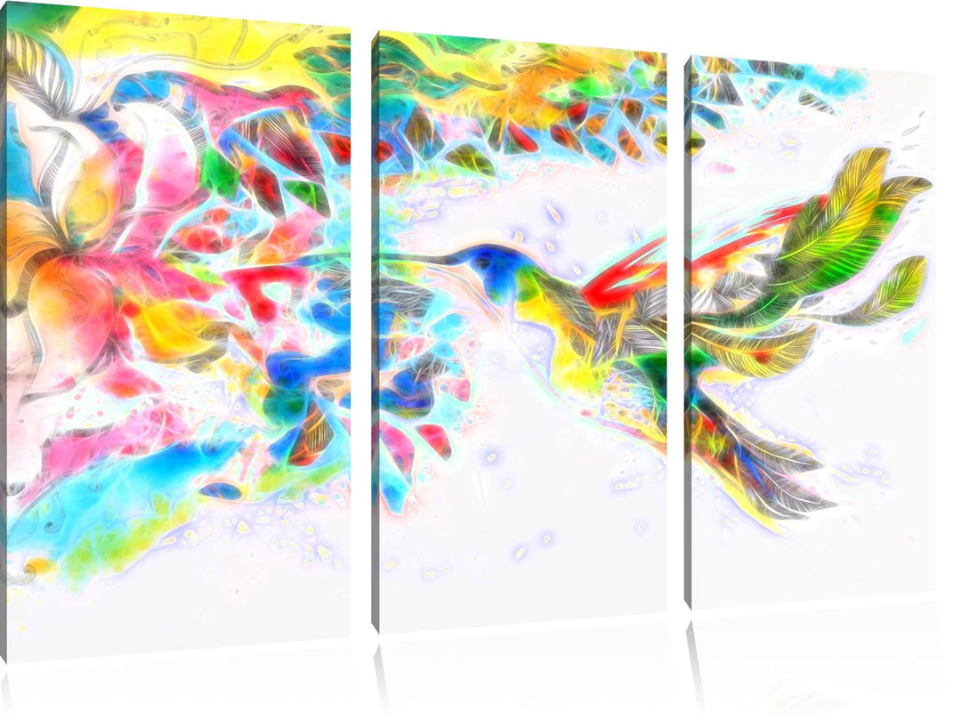 Kolibri Kunst Spezial 3-Teiler Leinwandbild 120x80 Bild auf Leinwand, XXL riesige Bilder fertig gera