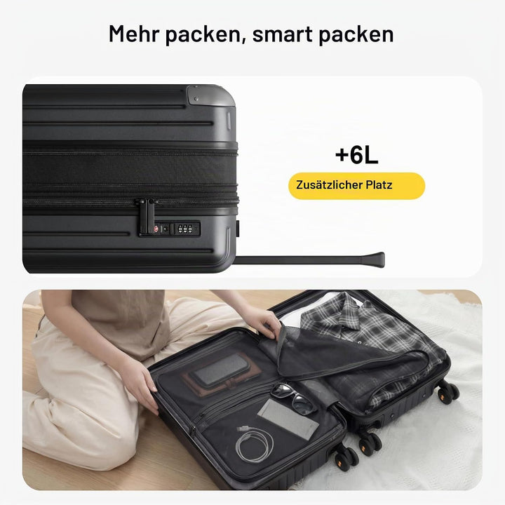 LEVEL8 Koffer Trolley Leicht Handgepäck Erweiterbar, 55cm, 36-42L | Hartschalenkoffer aus 100% Polyc