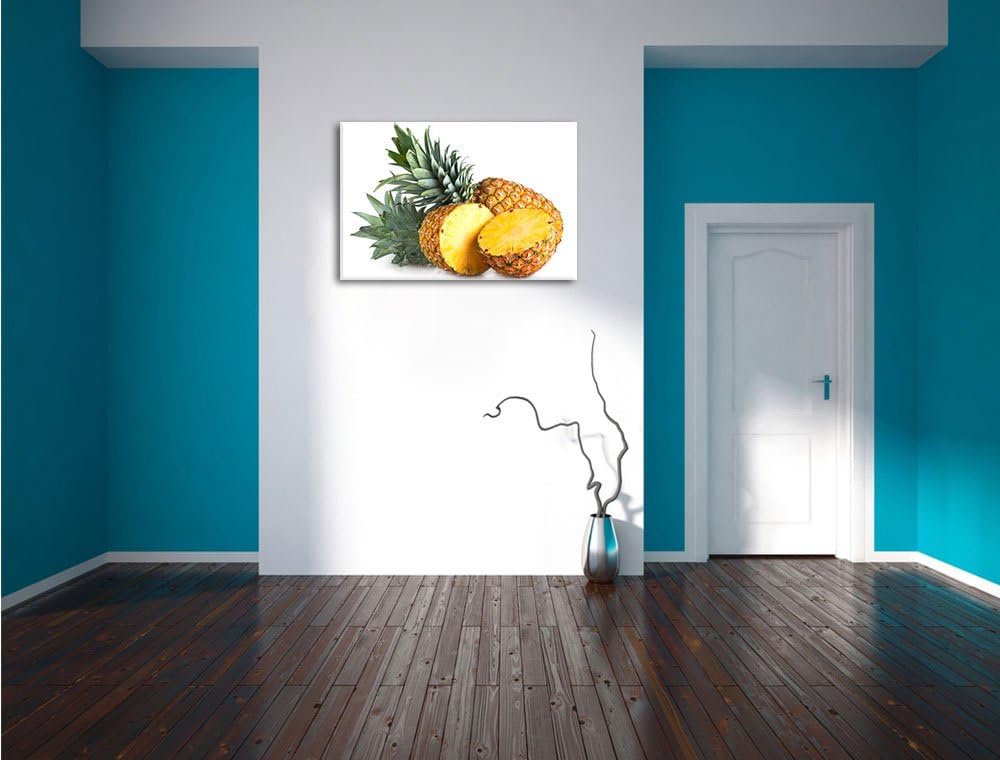 Pixxprint Frische Ananas, Format: 100x70 auf Leinwand, XXL riesige Bilder fertig gerahmt mit Keilrah