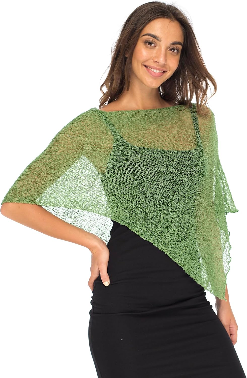Back from Bali Womens Sheer Poncho Shrug Bolero, Lightweight Summer Shrug Pullover Sweater Grün, Grü