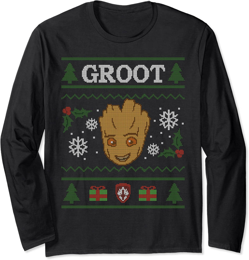 Marvel Groot Guardians of the Galaxy Ugly Christmas Sweater Langarmshirt