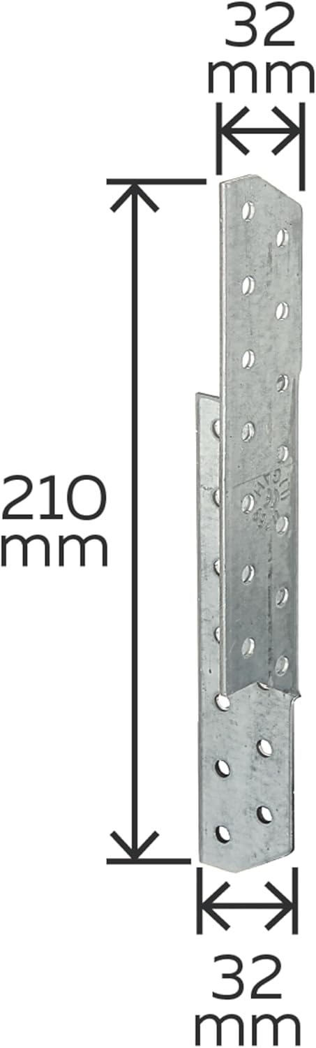 Alberts 846923 Sparren-Pfettenanker | links | sendzimirverzinkt | 32 x 32 x 210 mm | 25er Set 32 x 3