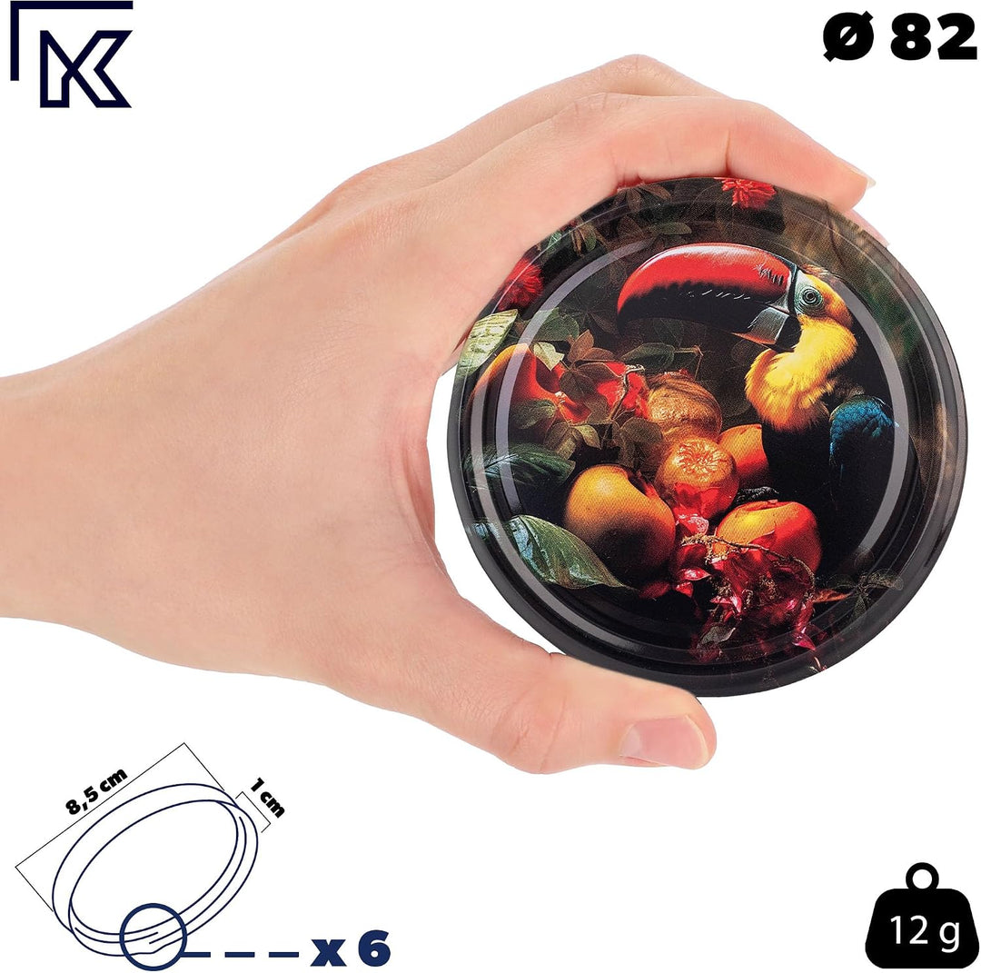 KADAX 10er Set Marmeladengläser 350ml TO82 Exotische Vögel, Einmachgläser Vorratsgläser Mason Jar mi