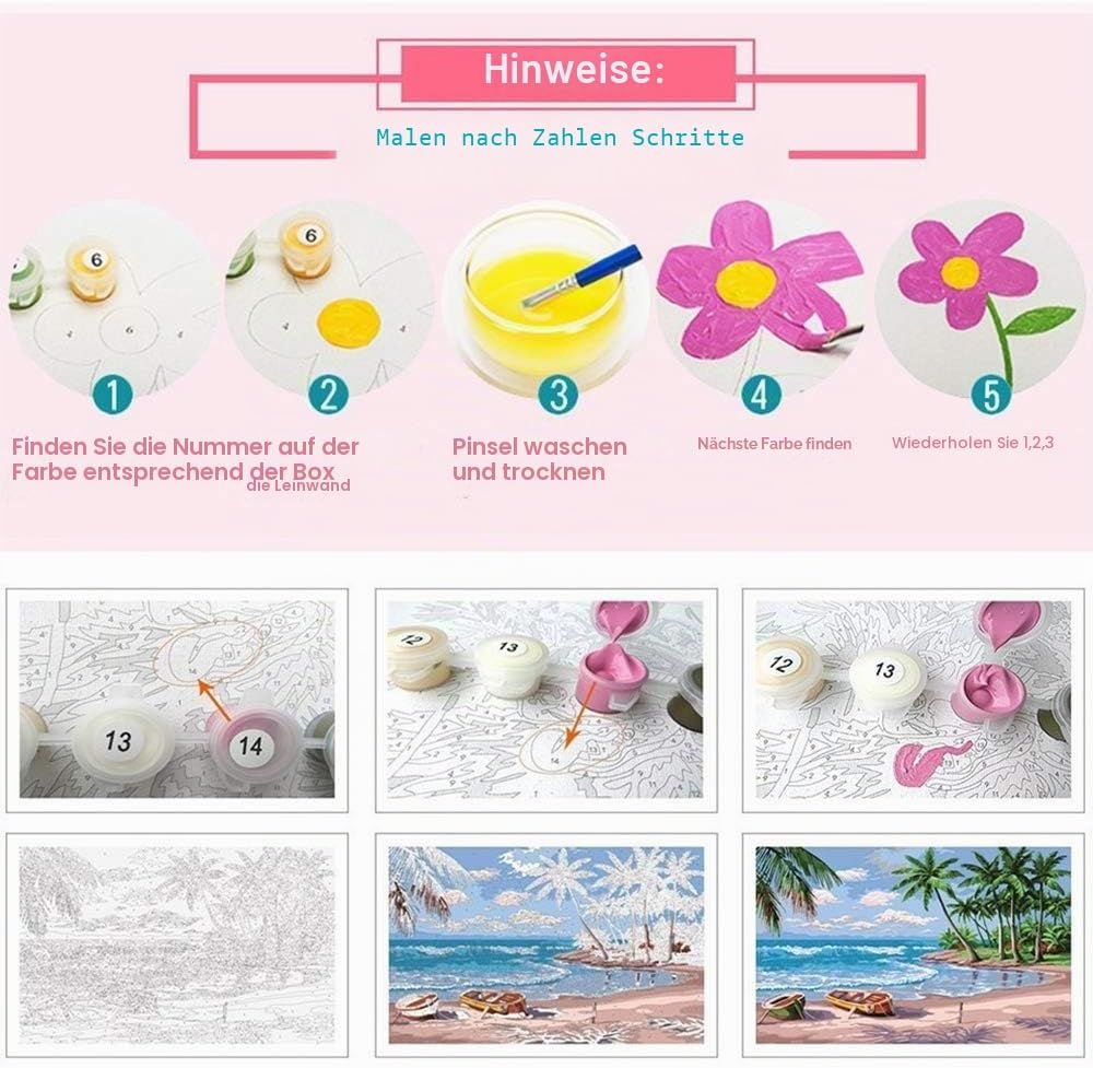 Tucocoo Buntes Ballon-Malen-nach-Zahlen-Set mit Pinseln und Acrylpigment auf Leinwand, Gemälde für E