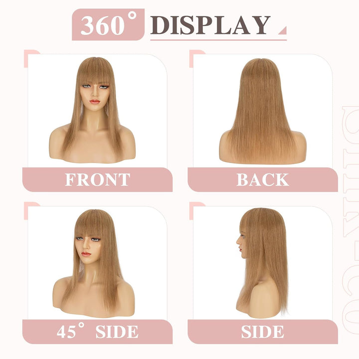 Silk-co Topper Extensions Echthaar Haarteile Echthaar Clip in Extensions Echthaar Glatt Toupet Haarv